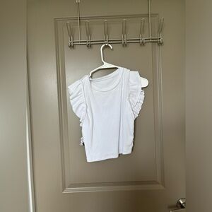 Zara White Flutter Sleeve Top